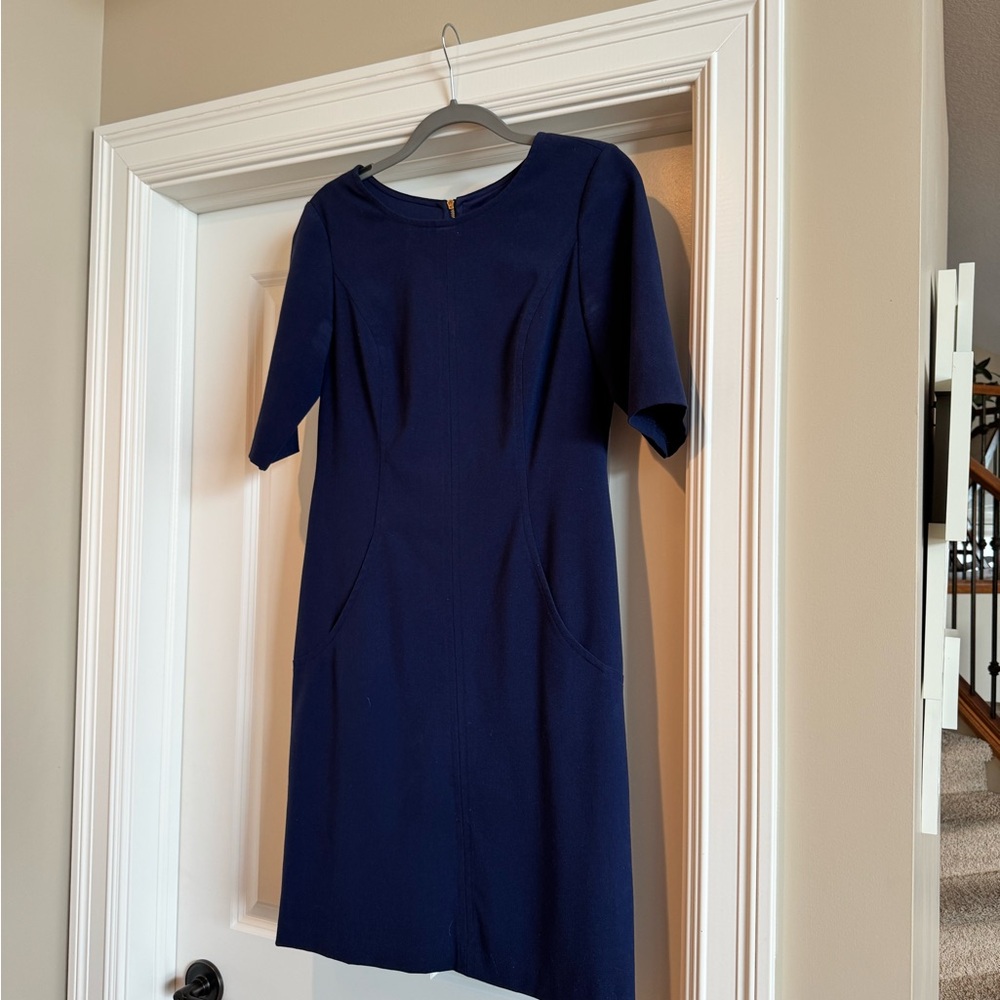 Vince Camuto Navy Blue 3/4 Sleeve Midi Dress, Size 8